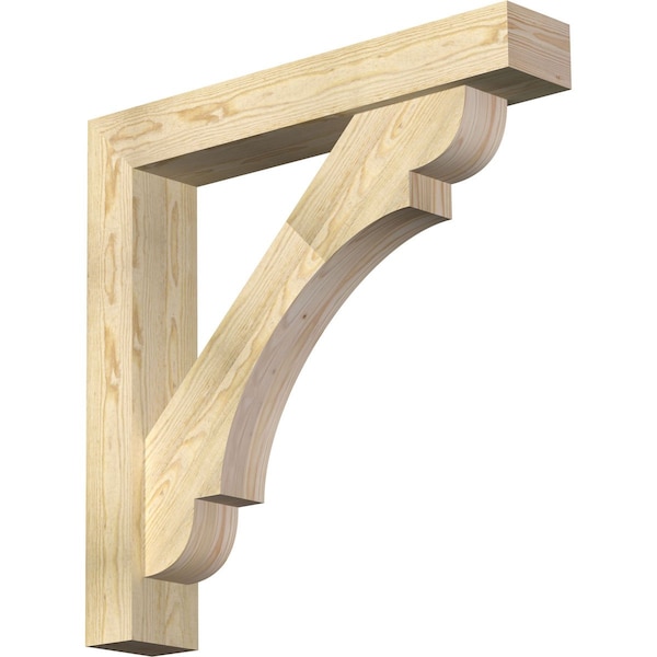 Ekena Millwork Olympic Block Rough Sawn Bracket w/ Offset Brace, Douglas Fir, 6"W x 34"D x 34"H BKT0604X34X34OLY05RDF - main